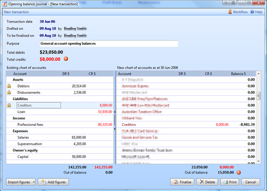 Opening balance journal